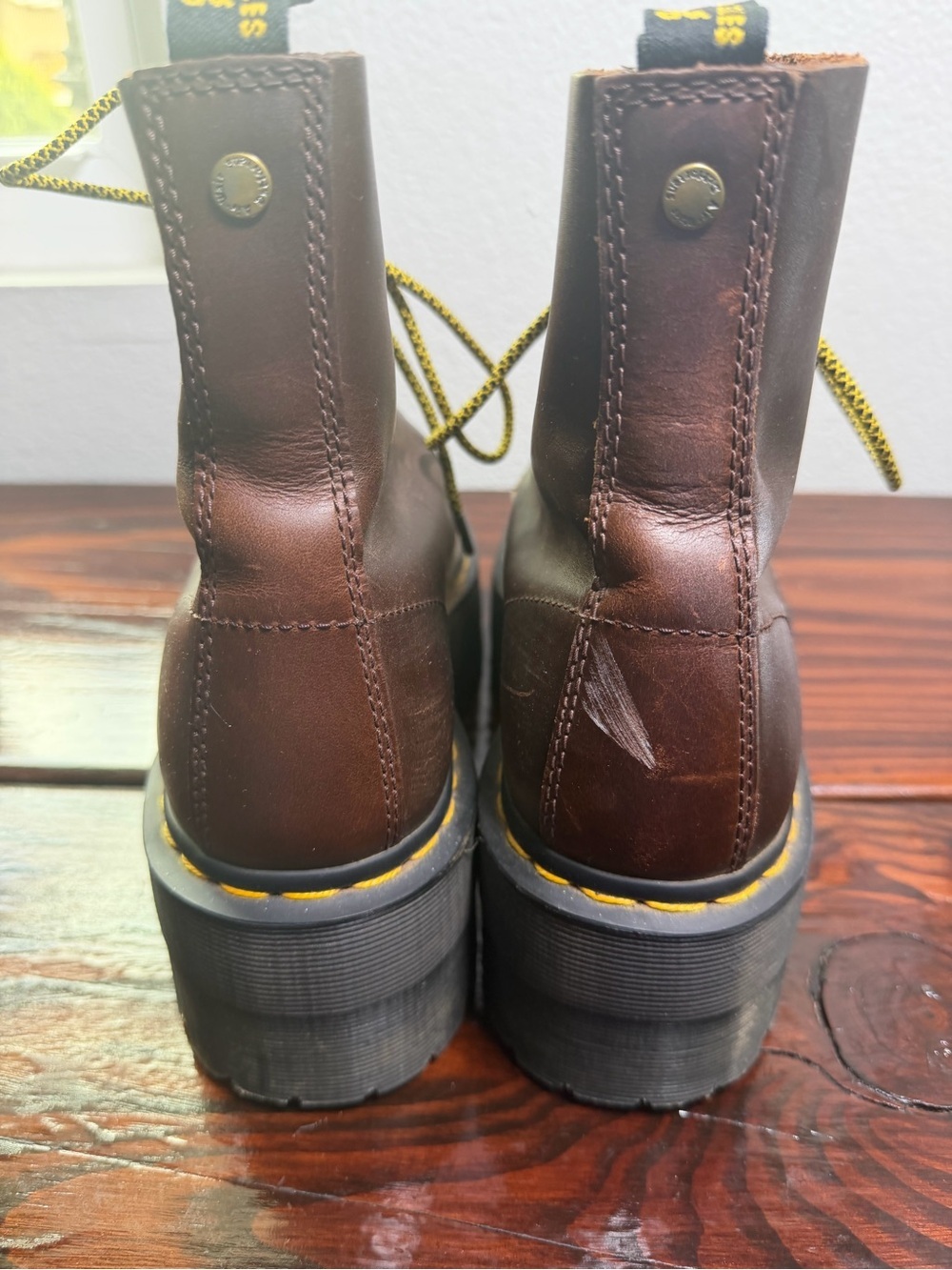 Dr. Martens Brown Burgundy 1460 Pascal Max with Yellow Laces Size W9 - Picture 11 of 13
